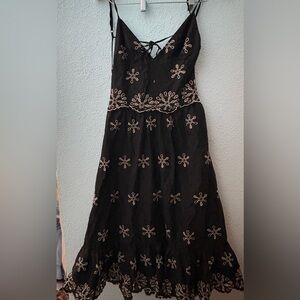 Zara Black Dress with White Embroidery
